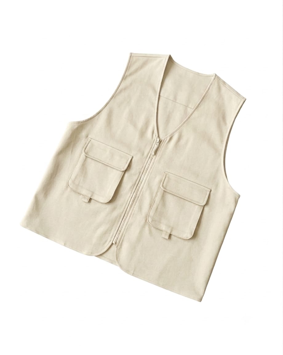 Rompi Kargo Premium Double Pocket — American Drill Tebal — Cream