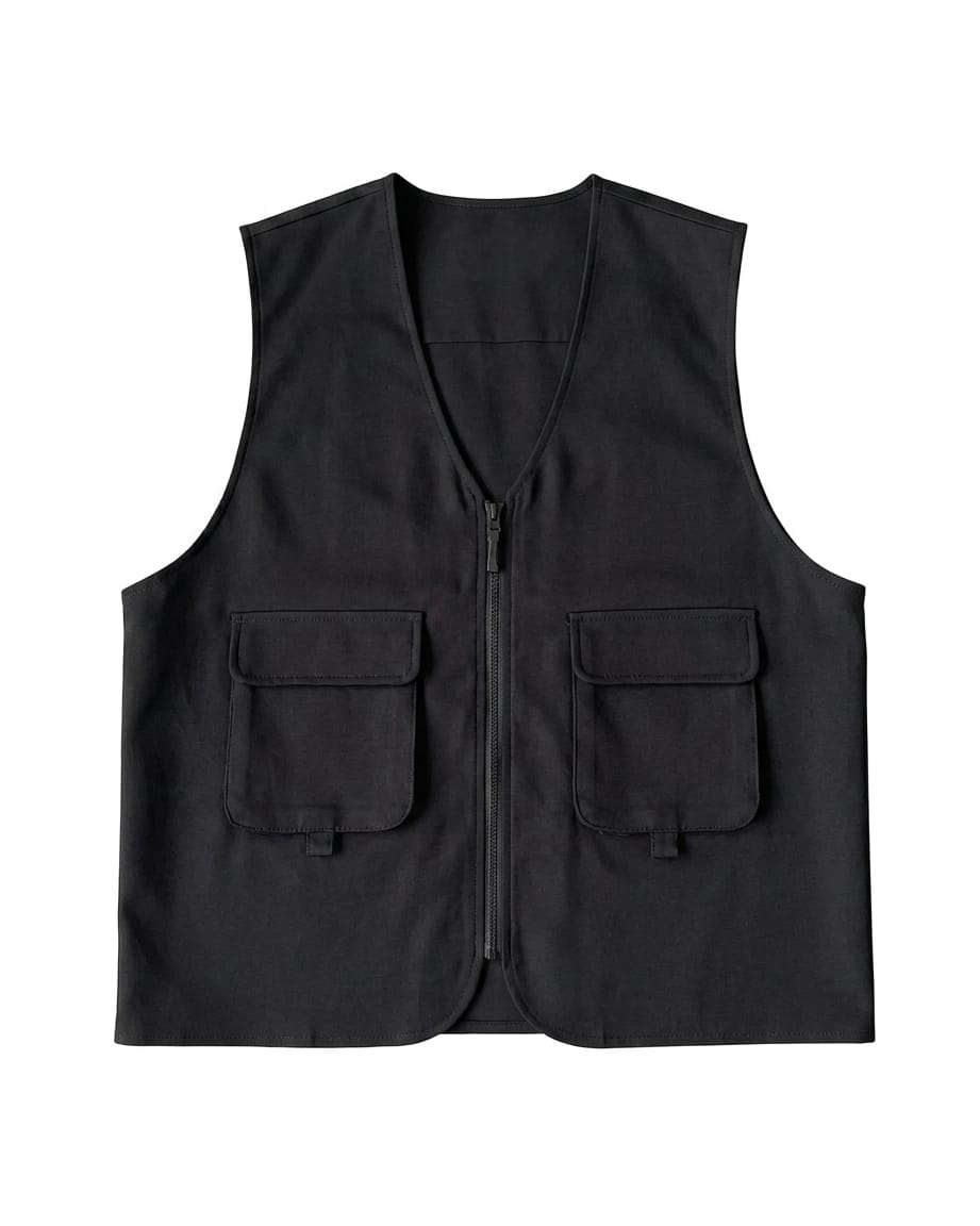 Rompi Kargo Premium Double Pocket — American Drill Tebal — Hitam